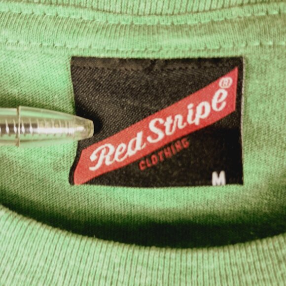 Red Stripe Beer T Shirt Jamaica Lager Mens M Green Retro Logo Festival Kitsch - Picture 5 of 6